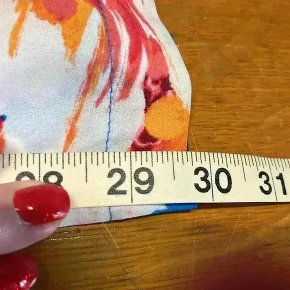 Reina Diaz Womens Pants Blue/Pink 7 Floral Print Pockets Wide Leg Loose Relaxed - Picture 8 of 9